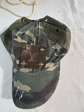 Camo Mesh Baseball Cap with Leather Patch